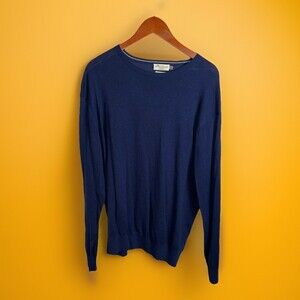 Peter Millar Crown Soft Silk Blend Pullover Sweater Mens Sz L Blue